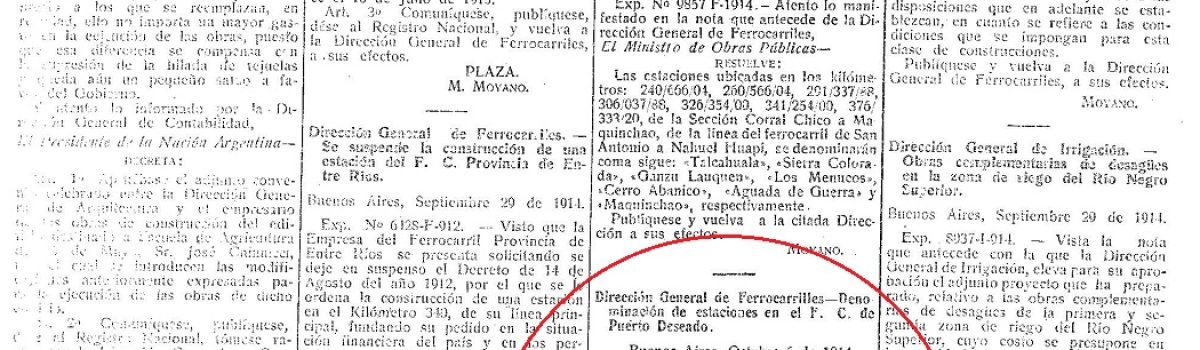 DENOMINACIÓN ESTACIONES FFCC DE PD A LH - B.0. 6226 - 10.10.1914