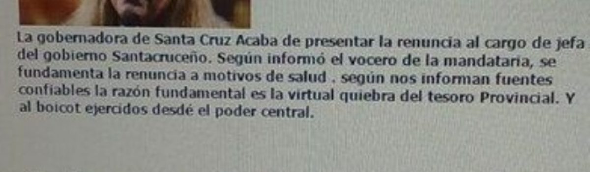 Renuncia Alicia Kirchner falsa noticia