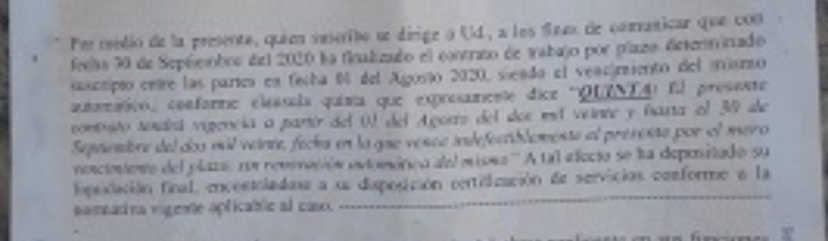 Telegrama despido Javier ornella