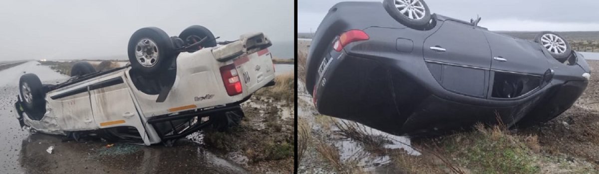 camioneta y auto volcados rmaon santo