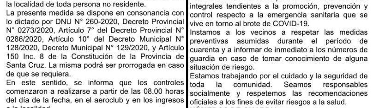 comunicado oficial aislar ciudad covid 19