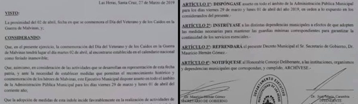 decreto asueto malvina 2019
