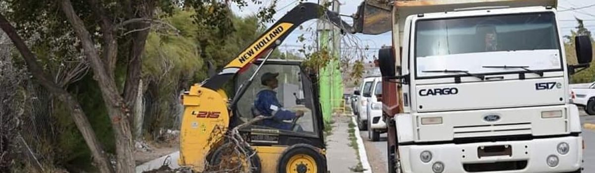 maquina y camion trabajando en calle muni