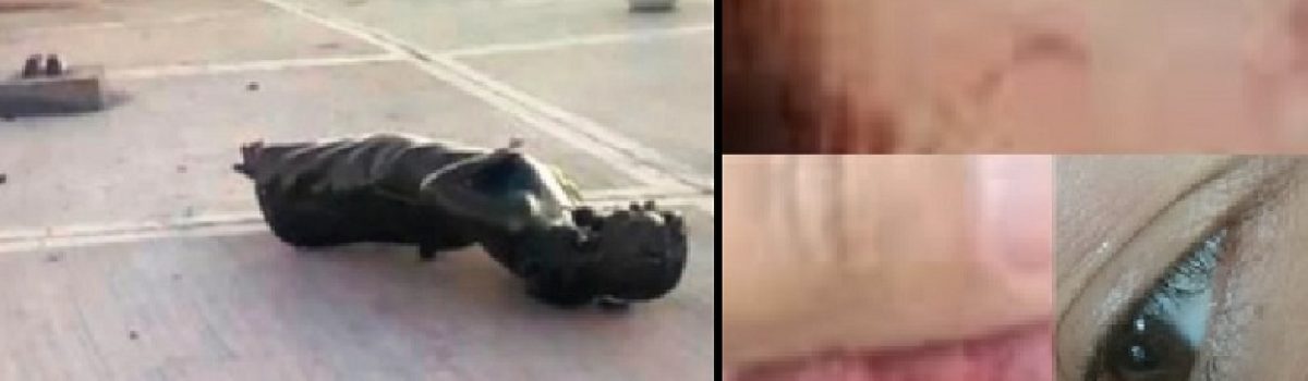 mujer golpeada Vs estatua justicia de Mier