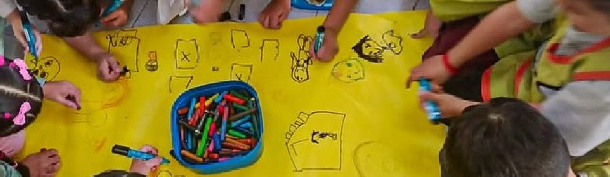 nenes niños dibijando jardin 8