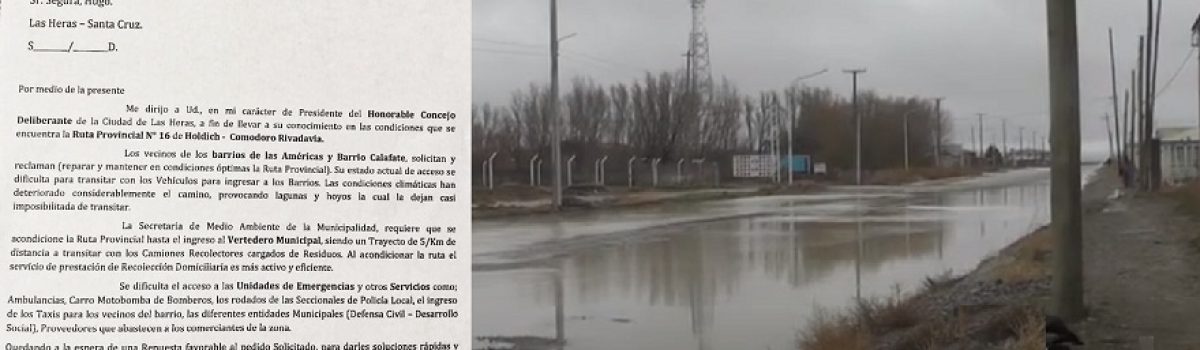 nota yapura a Vialidad maquina malvinas