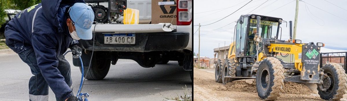 pintar y maquina en calle