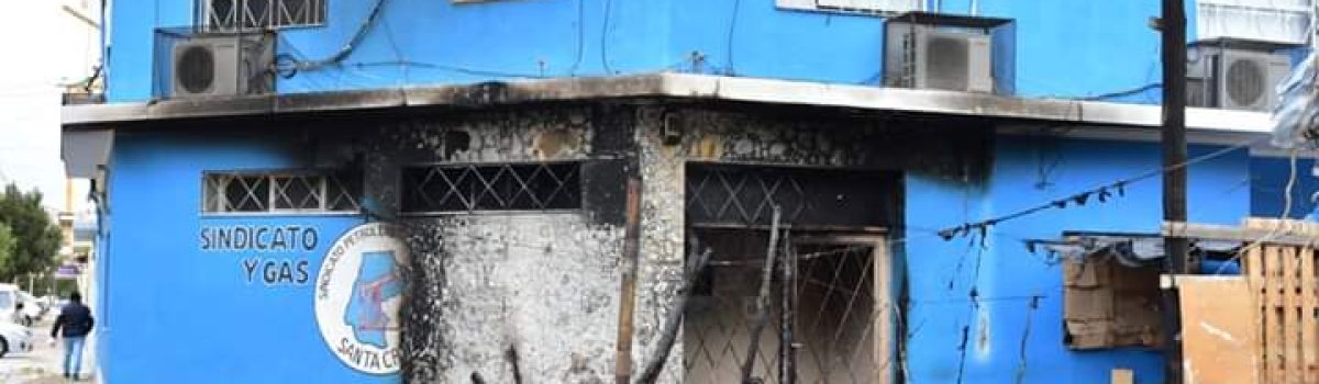 sindicato CO prendido fuego